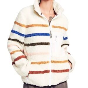 Faherty Dream Fleece Striped Jacket Zip Up Polar Rainbow Size M